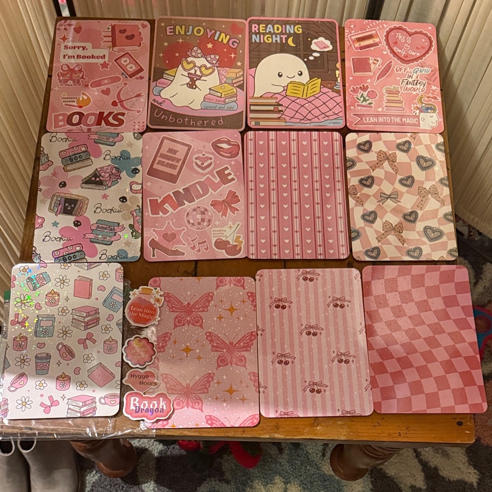 Pink Decorative Kindle/Tablet case inserts - Book & Butterfly Designs (Set)